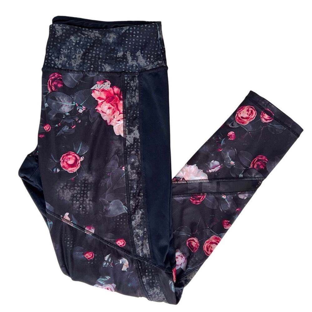 Avia Floral Patterned Mesh Panel Athletic Leggings